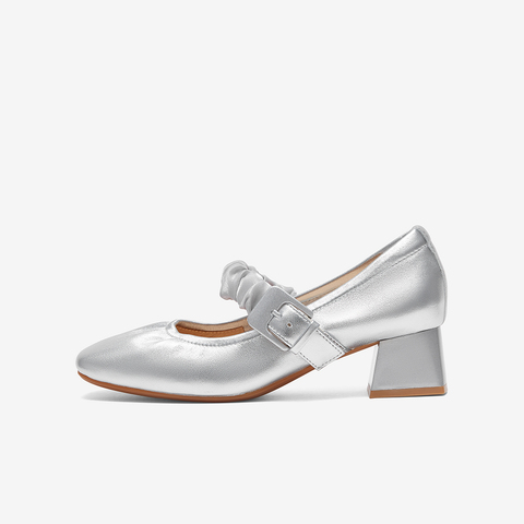 百思图2023春季新款商场同款法式玛丽珍鞋粗跟女单鞋KA161AQ3