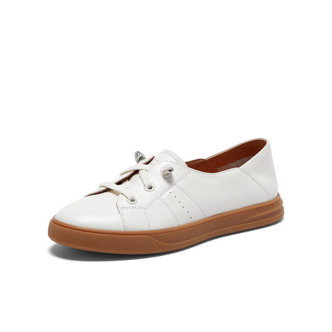 百思图2023秋季新款商场同款简约运动小白鞋厚底女休闲鞋YIPH3CM3