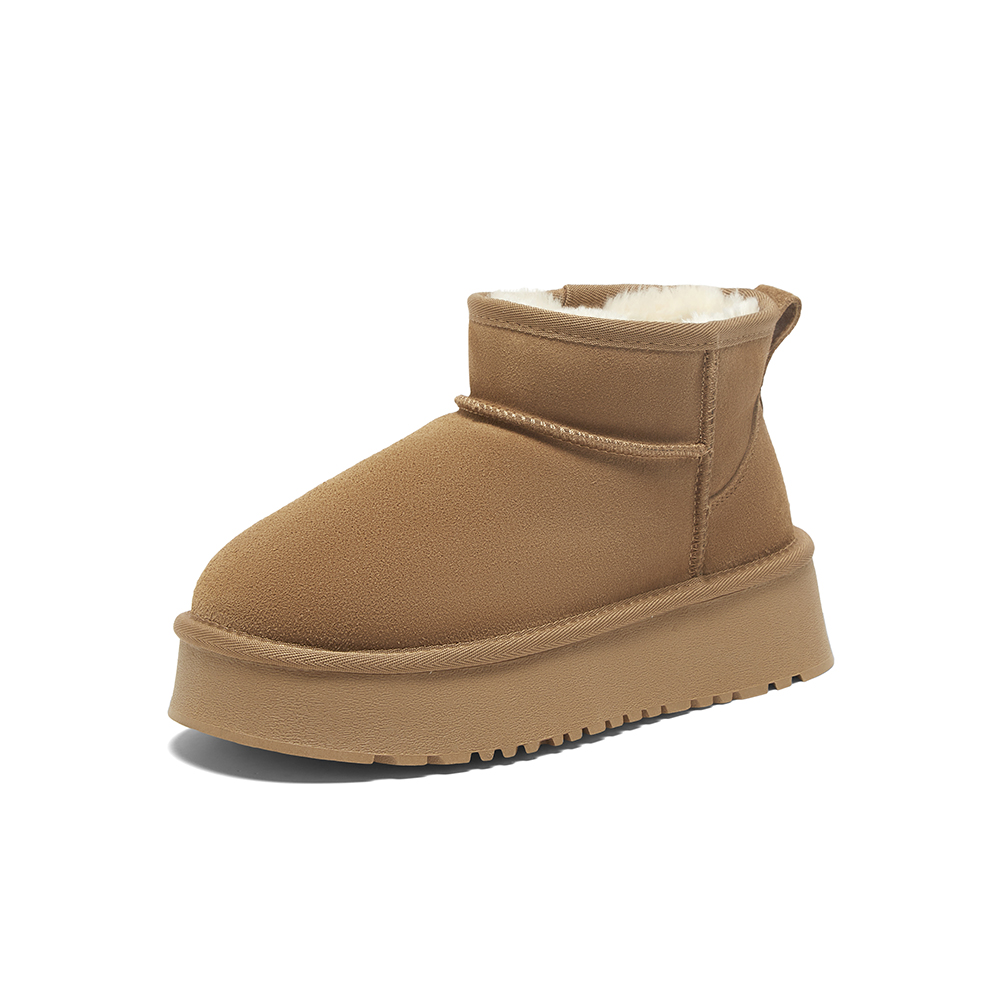 百思图2023冬季新款商场同款简约休闲雪地靴厚底女短靴LD520DD3