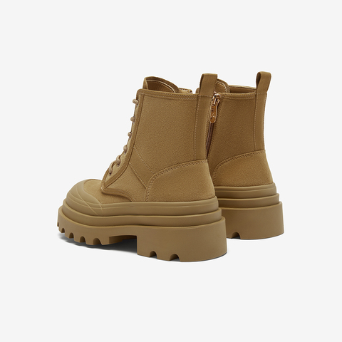 百思图2023冬季新款时髦户外工装马丁靴粗跟圆头女短靴VTF05DD3