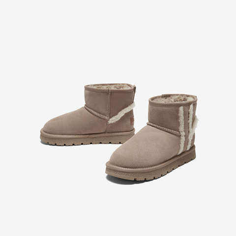 百思图2023冬季新款时尚户外休闲雪地靴平跟圆头女短靴CD717DD3