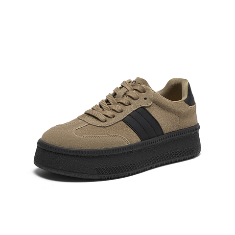 百思图2024春季新款时尚运动休闲板鞋厚底圆头女休闲鞋ID007AM4