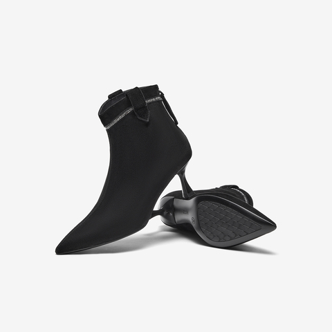 百思图2023冬季新款商场同款时髦简约时装靴细跟女短靴RRJ7CDD3