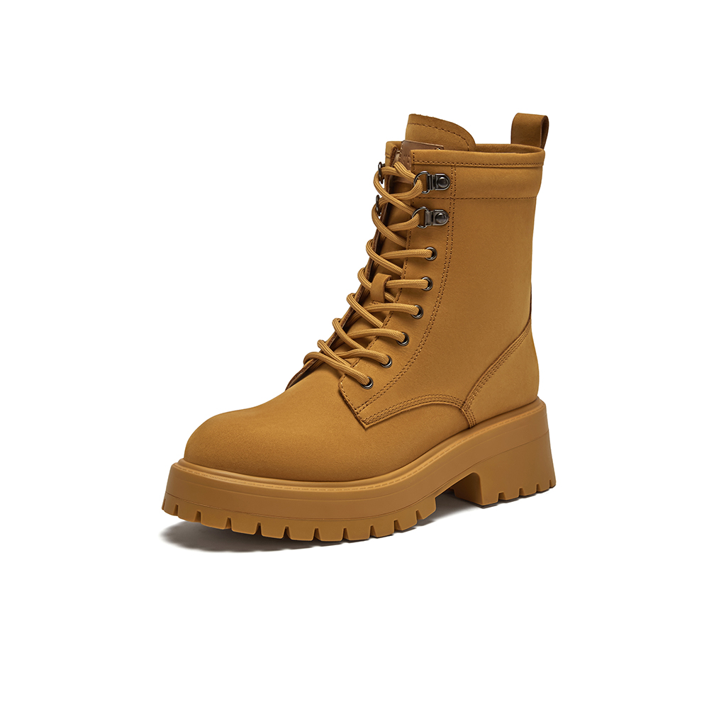 百思图2023冬季新款商场同款时髦街头马丁靴粗跟女中靴TN361DZ3