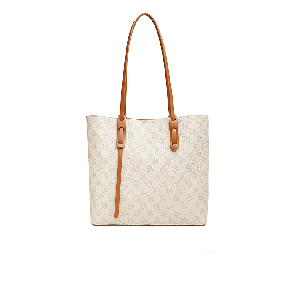 百思图2023冬季新款时尚复古老花大容量托特包单肩包女X3264DX3