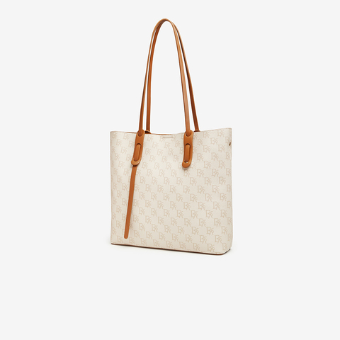 百思图2023冬季新款时尚复古老花大容量托特包单肩包女X3264DX3