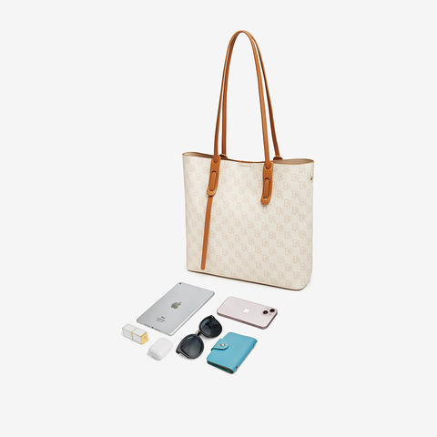 百思图2023冬季新款时尚复古老花大容量托特包单肩包女X3264DX3