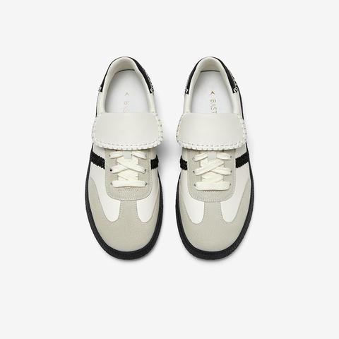 百思图2024春季新款时尚复古运动德训鞋平跟圆头女休闲鞋VWQ03AM4