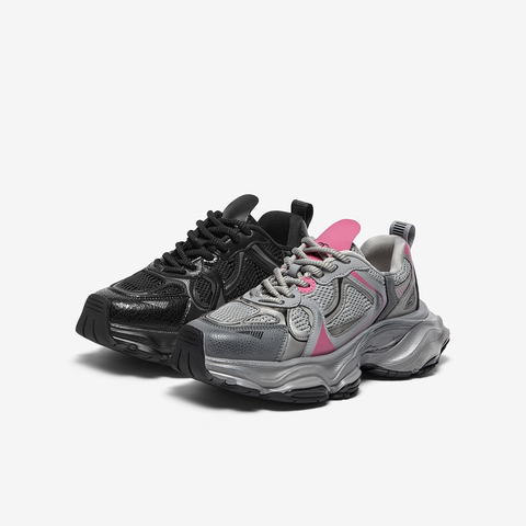 百思图2024春季新款时尚户外运动老爹鞋厚底女休闲鞋FD552AM4