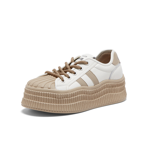 百思图2024春季新款时尚运动休闲板鞋厚底圆头女休闲鞋EA624AM4