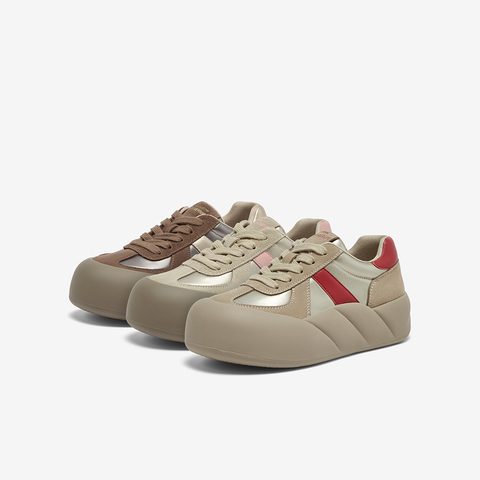 百思图2024春季新款时尚运动休闲板鞋厚底圆头女休闲鞋NB619AM4