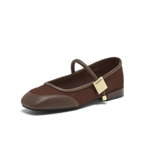 百思图2024春季新款时尚复古法式玛丽珍鞋粗跟方头女单鞋MB317AQ4