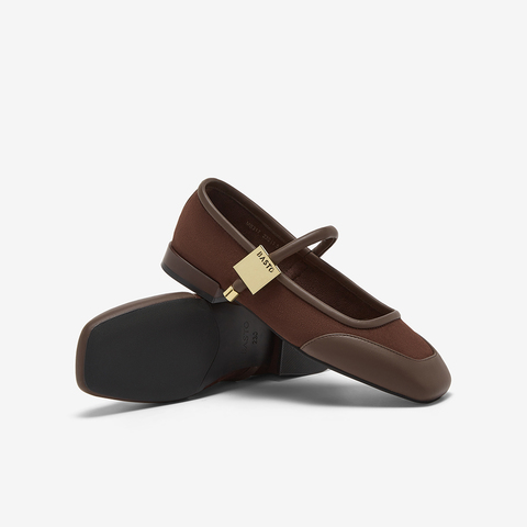 百思图2024春季新款时尚复古法式玛丽珍鞋粗跟方头女单鞋MB317AQ4