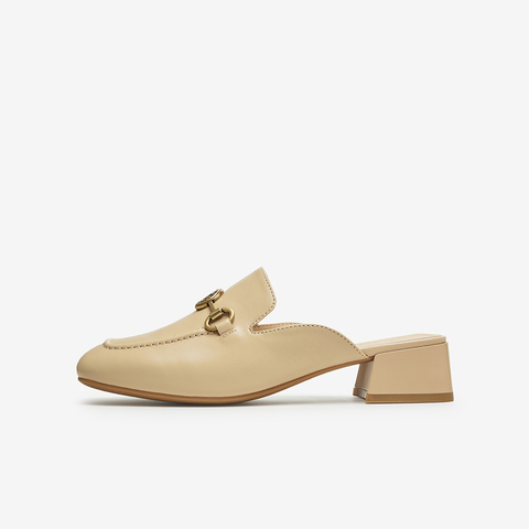 百思图2024夏季新款商场同款时尚金属扣穆勒拖粗跟女拖鞋KB518BH4