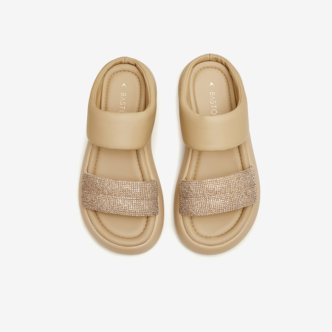 百思图2024夏季新款商场同款时髦闪钻休闲厚底女拖鞋UCL03BT4