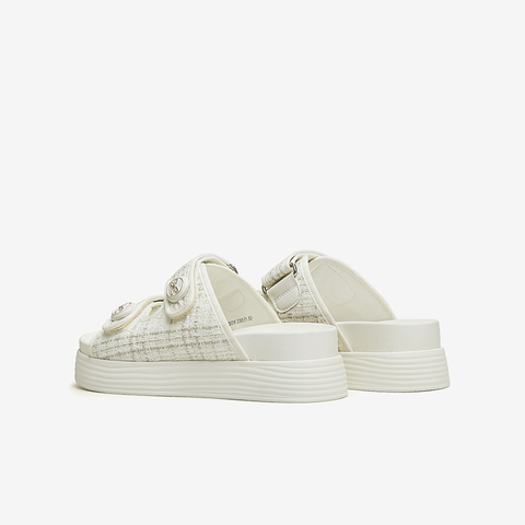 百思图2024夏季新款时髦法式复古小香风运动厚底女拖鞋UCS08BT4