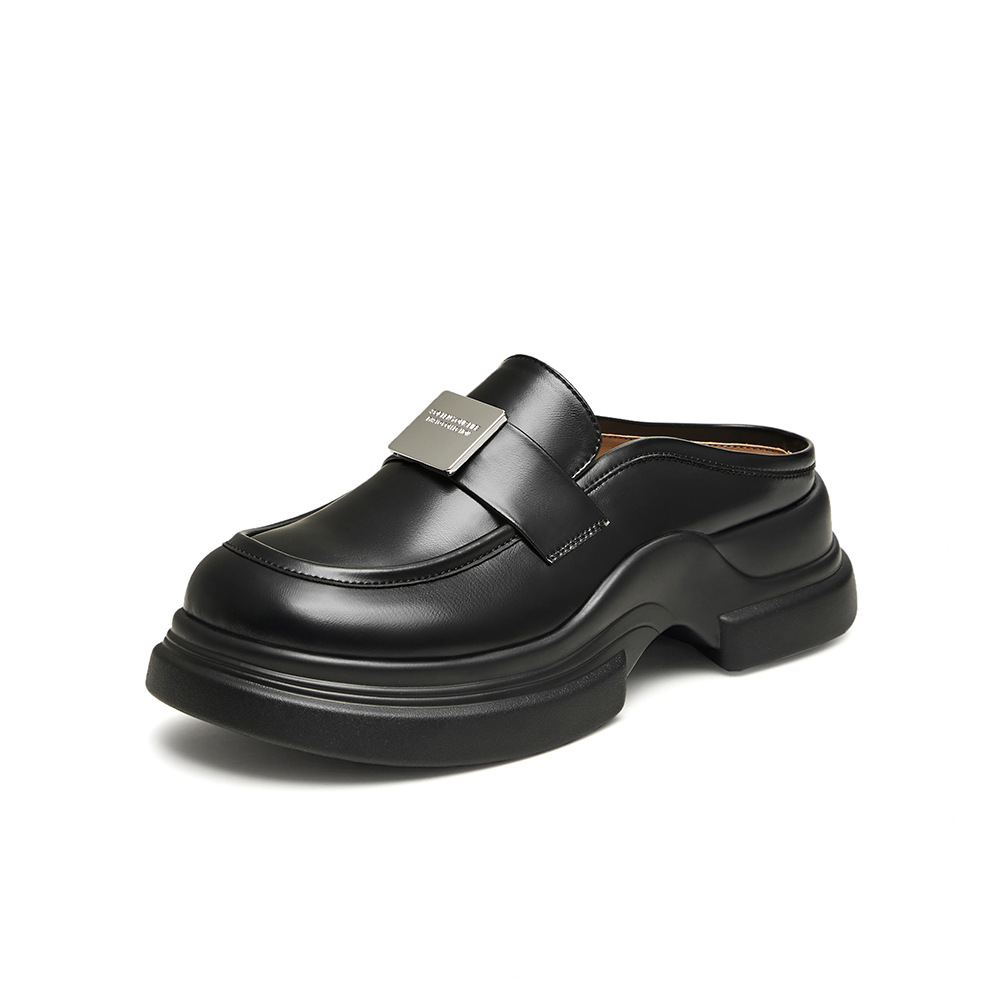 百思图2024夏季新款时尚休闲穆勒鞋粗跟圆头后空女凉鞋W7227BH4