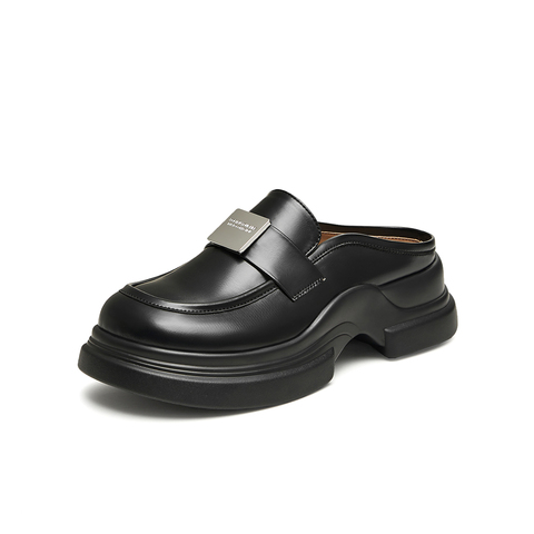 百思图2024夏季新款时尚休闲穆勒鞋粗跟圆头后空女凉鞋W7227BH4