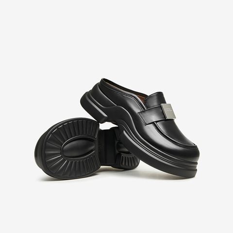 百思图2024夏季新款时尚休闲穆勒鞋粗跟圆头后空女凉鞋W7227BH4