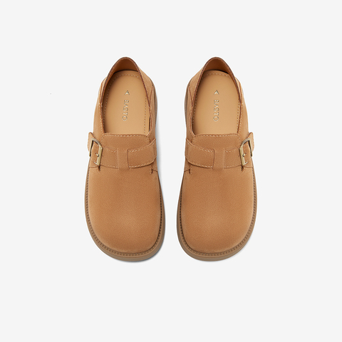 百思图2024春季新款时尚复古休闲勃肯鞋平跟圆头女休闲鞋YB323AM4