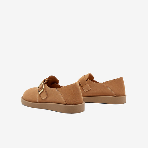 百思图2024春季新款时尚复古休闲勃肯鞋平跟圆头女休闲鞋YB323AM4