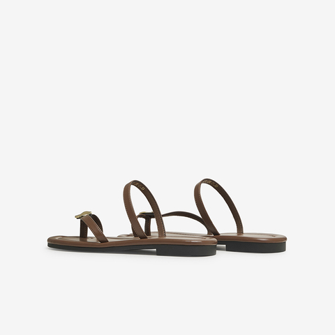 百思图2024夏季新款时髦简约户外休闲夹趾平跟女拖鞋M3072BT4