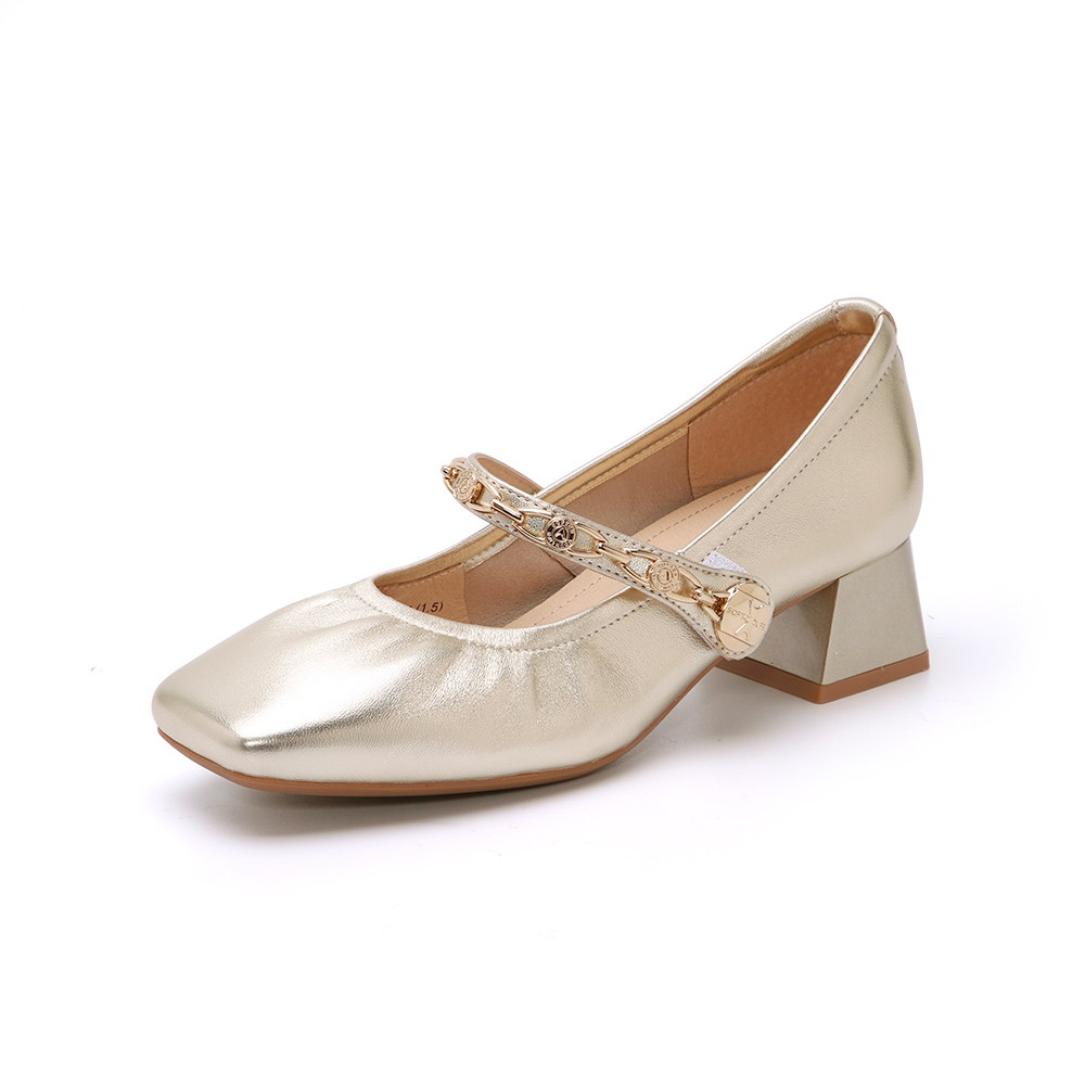 百思图2024春季新款商场同款时髦法式玛丽珍方头女单鞋KA235AQ4