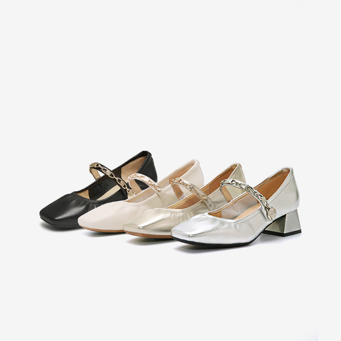百思图2024春季新款商场同款时髦法式玛丽珍方头女单鞋KA235AQ4