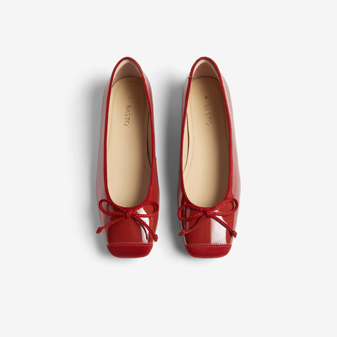 百思图2024春季新款商场同款时尚蝴蝶结方头浅口女单鞋TIK54AQ4