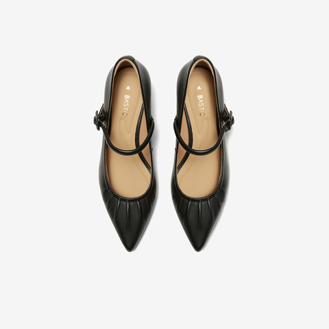 百思图2024春季新款商场同款时尚法式玛丽珍鞋细跟女单鞋RU843AQ4