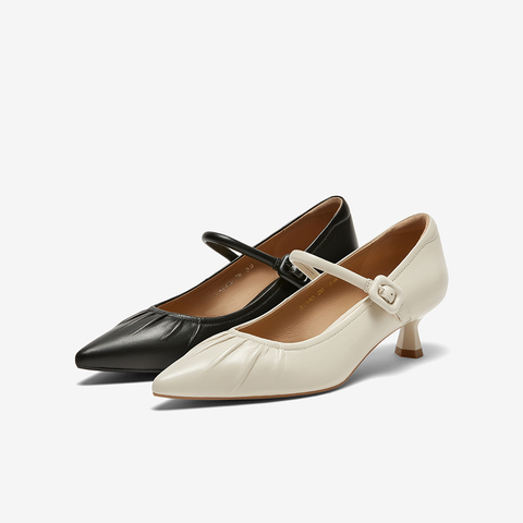 百思图2024春季新款商场同款时尚法式玛丽珍鞋细跟女单鞋RU843AQ4