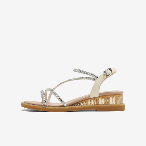 百思图2024夏季新款商场同款时尚罗马休闲凉鞋坡跟女凉鞋TW705BL4