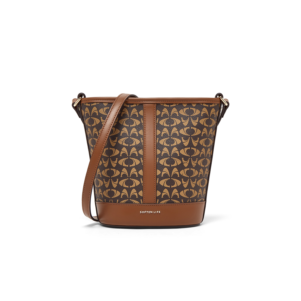 百思图2024夏季新款商场同款时髦复古水桶包单肩斜挎包女X3373BX4