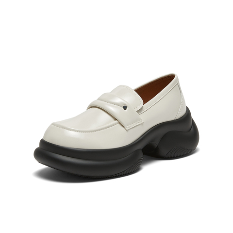 百思图2024春季新款商场同款简约学院风乐福鞋粗跟女单鞋TQ323AA4