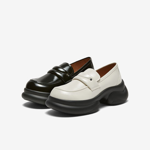 百思图2024春季新款商场同款简约学院风乐福鞋粗跟女单鞋TQ323AA4