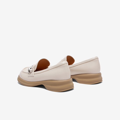 百思图2024春季新款商场同款简约时尚乐福鞋粗跟女单鞋A2073AA4