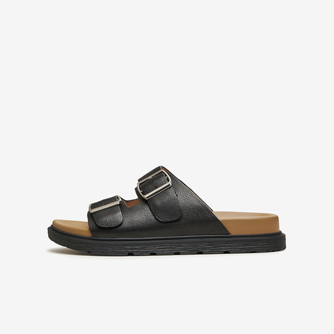 百思图2024夏季新款时尚简约休闲运动一字拖平跟女拖鞋Y4226BT4