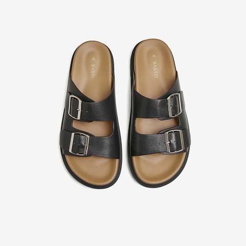 百思图2024夏季新款时尚简约休闲运动一字拖平跟女拖鞋Y4226BT4