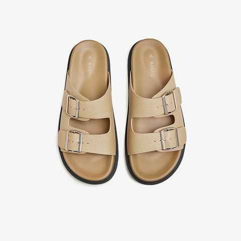 百思图2024夏季新款时尚简约休闲运动一字拖平跟女拖鞋Y4226BT4