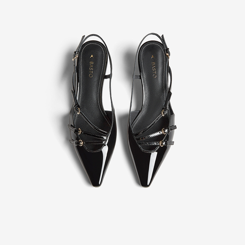 百思图2024夏季新款时尚复古罗马风细跟尖头后空女凉鞋M1102BH4