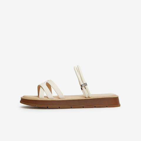 百思图2024夏季新款商场同款时尚户外休闲平跟女拖鞋Y2296BT4