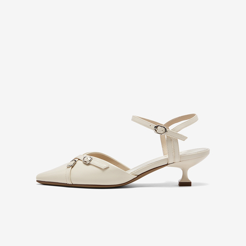 百思图2024夏季新款商场同款简约潮流尖头细跟后空女凉鞋M1101BH4