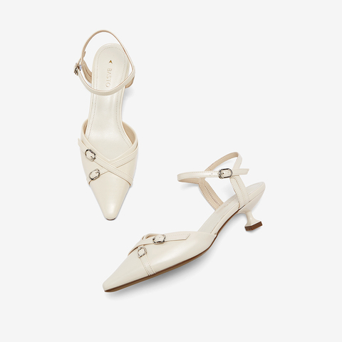 百思图2024夏季新款商场同款简约潮流尖头细跟后空女凉鞋M1101BH4