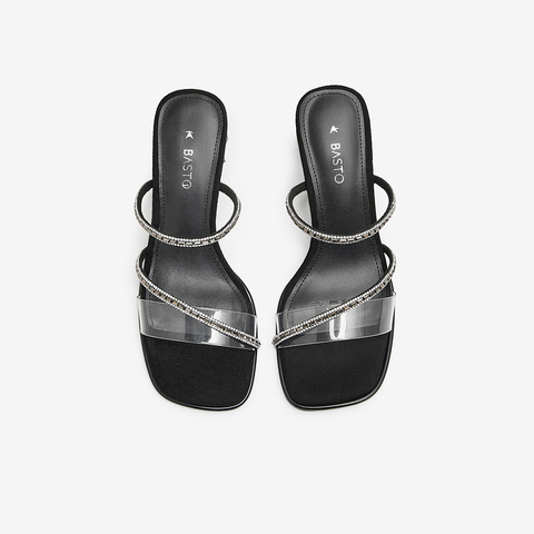 百思图2024夏季新款商场同款时髦条带休闲粗跟女拖鞋TT202BT4