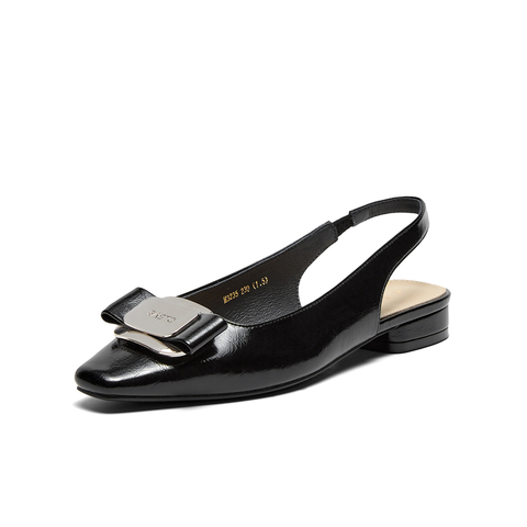 百思图2024夏季新款商场同款金属扣尖头粗跟后空女凉鞋M3235BH4