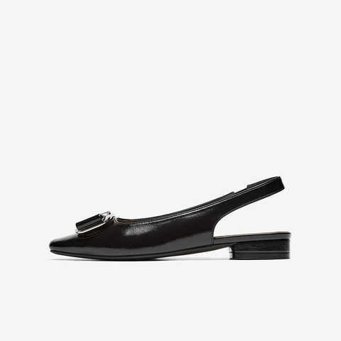 百思图2024夏季新款商场同款金属扣尖头粗跟后空女凉鞋M3235BH4