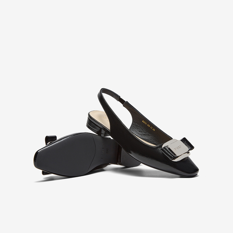 百思图2024夏季新款商场同款金属扣尖头粗跟后空女凉鞋M3235BH4