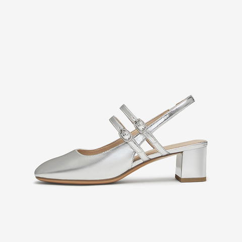 百思图2024夏季新款商场同款时尚简约粗跟后空女凉鞋A3851BH4