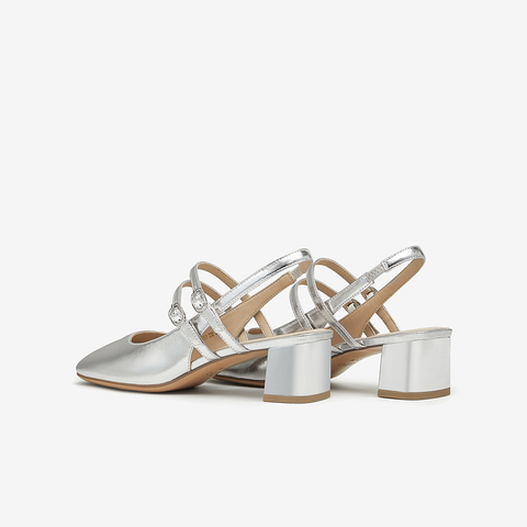 百思图2024夏季新款商场同款时尚简约粗跟后空女凉鞋A3851BH4