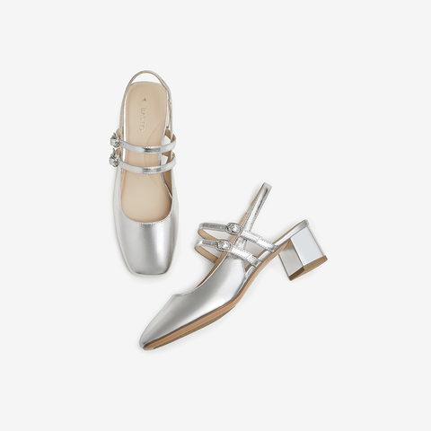 百思图2024夏季新款商场同款时尚简约粗跟后空女凉鞋A3851BH4